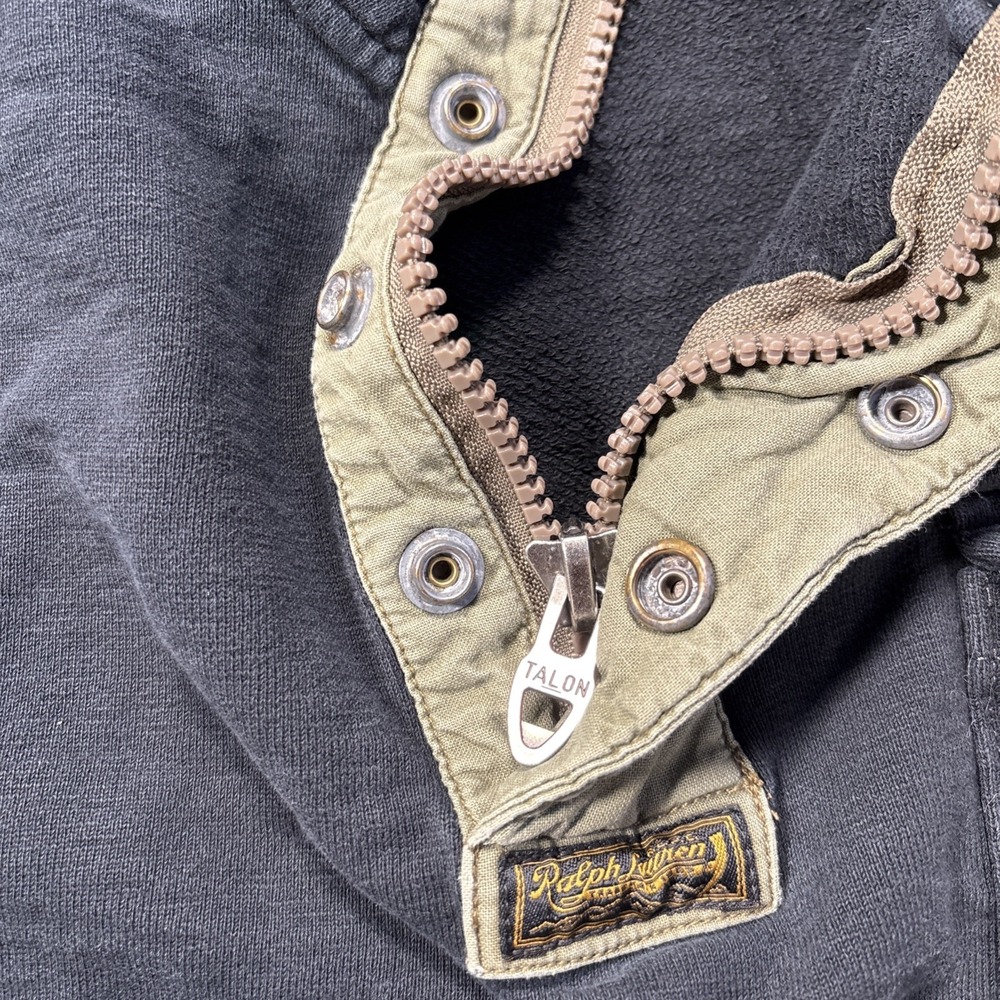 VTG Polo Ralph Lauren Pullover Mens XL Snap Button Utility Military Elbow Patch - Picture 4 of 9